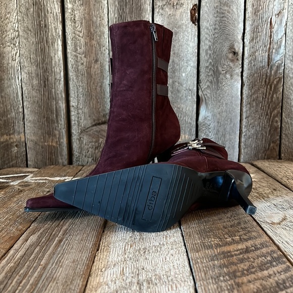 Diba Gillian Vintage Burgundy Suede Leather Boot Size 39 - Picture 7 of 7